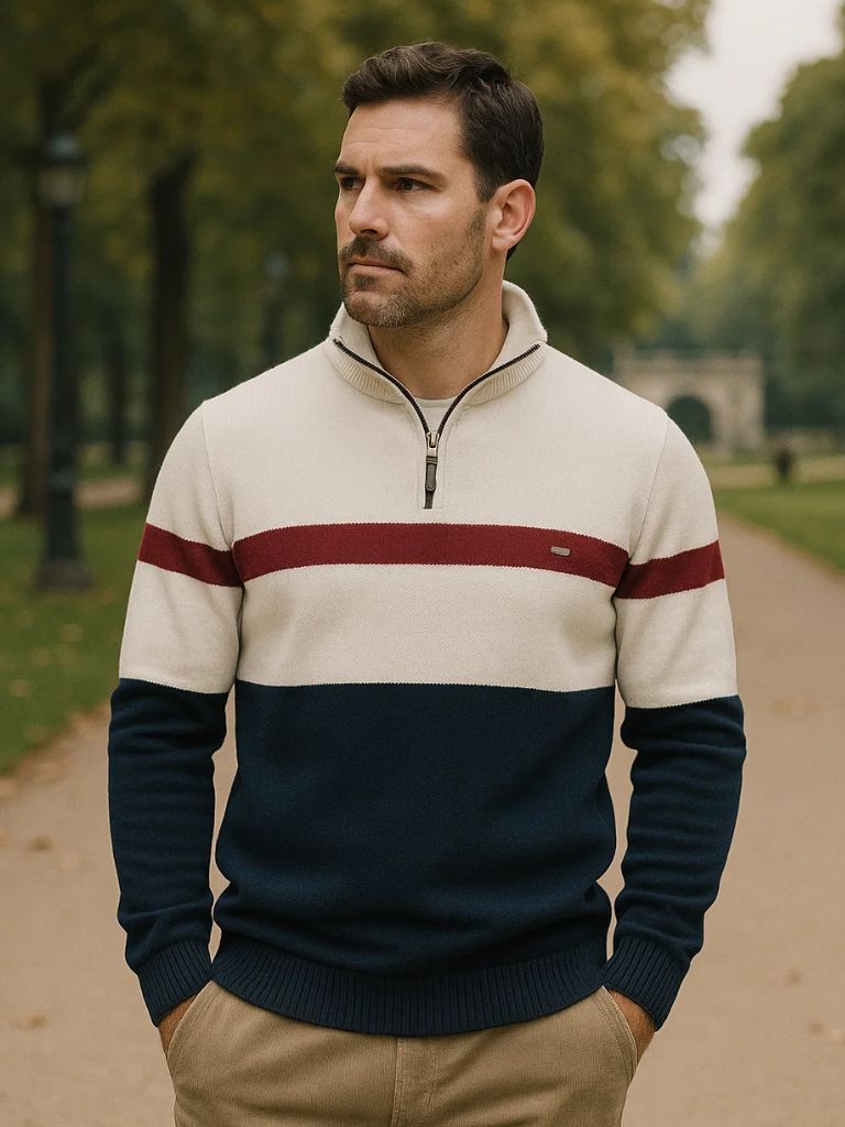 Quarter-Zip Jumper Sweater - Cross & Crown