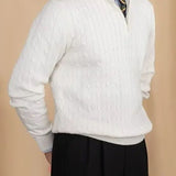 Cable-Knit Zip Neck Sweater