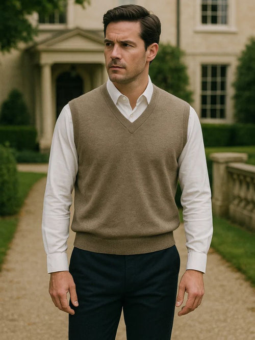 100% Merino Wool Sweater Vest - Cross & Crown