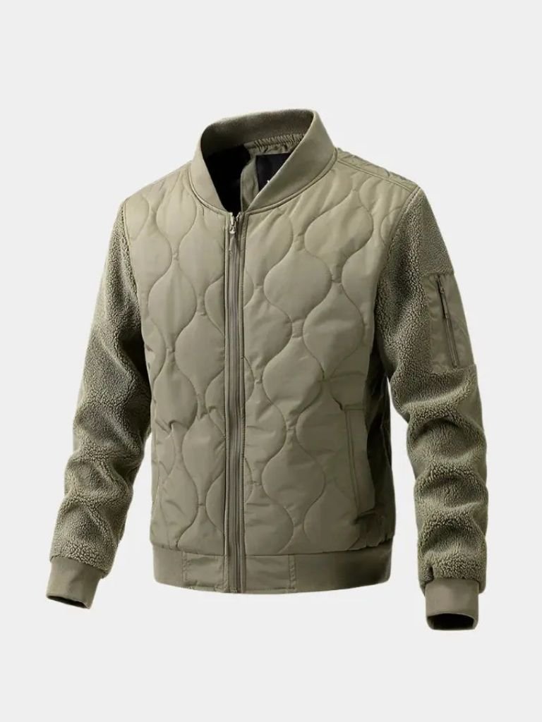 Sherpa Sleeves Padded Bomber Jacket - Cross & Crown