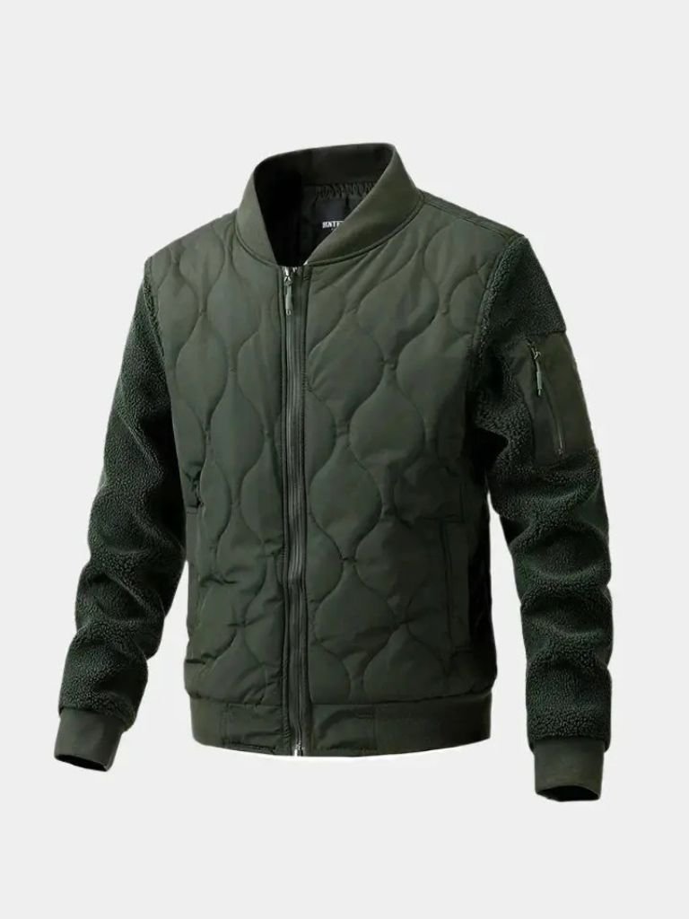 Sherpa Sleeves Padded Bomber Jacket - Cross & Crown