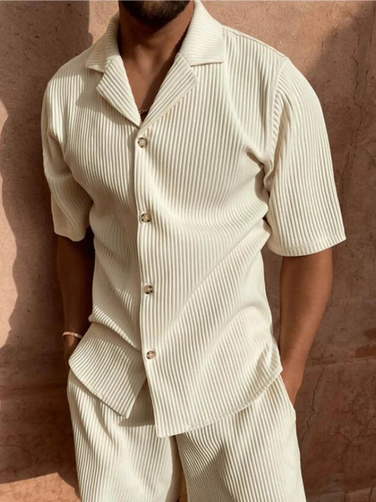 Minimalist Corduroy Set Shorts and Shirt
