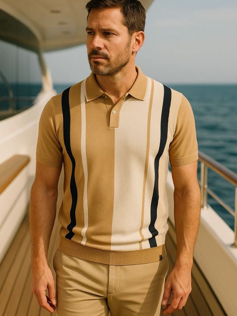Retro Stripe Polo – Cross & Crown