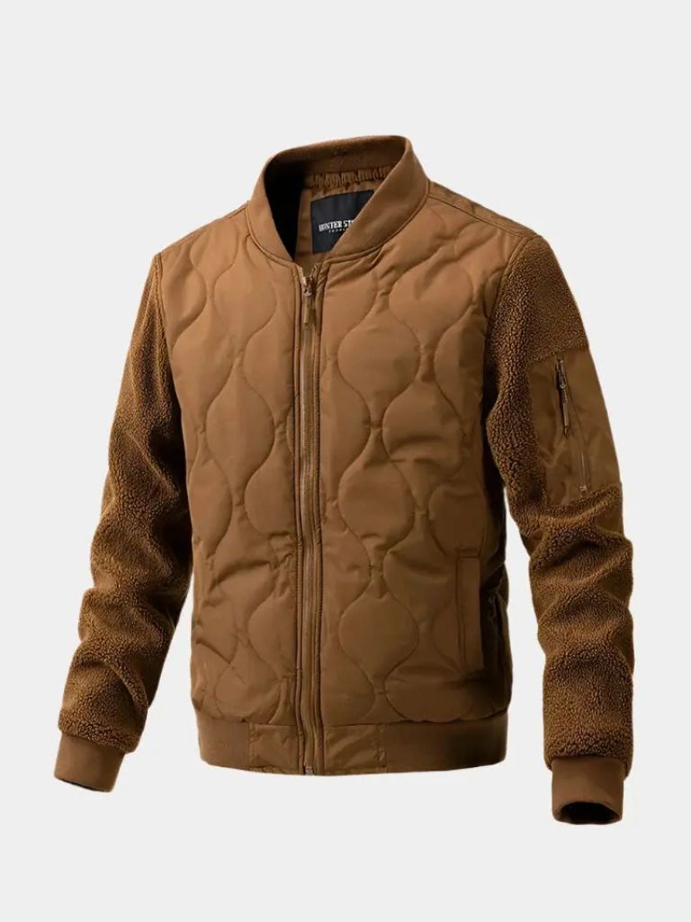 Sherpa Sleeves Padded Bomber Jacket - Cross & Crown