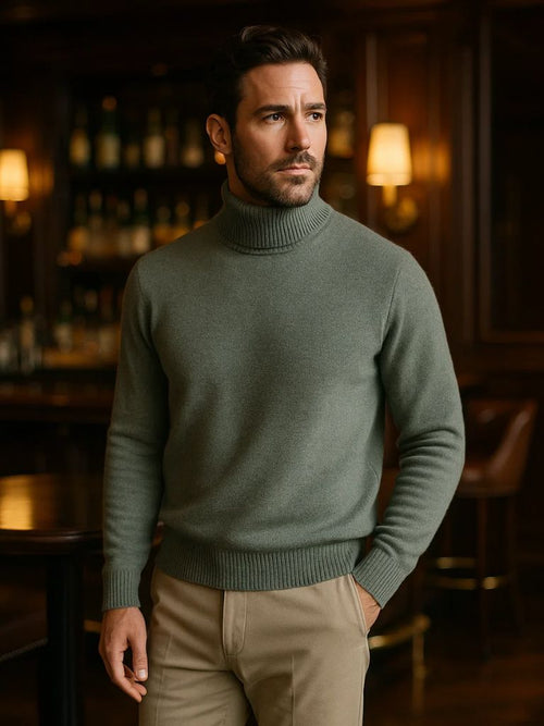 100% Merino Wool Turtleneck Sweater - Cross & Crown