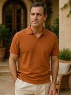 Casual Buttonless Knit Polo Shirt - Cross & Crown