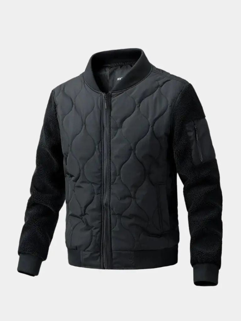 Sherpa Sleeves Padded Bomber Jacket - Cross & Crown