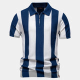 Navy Stripe Polo - Cross & Crown