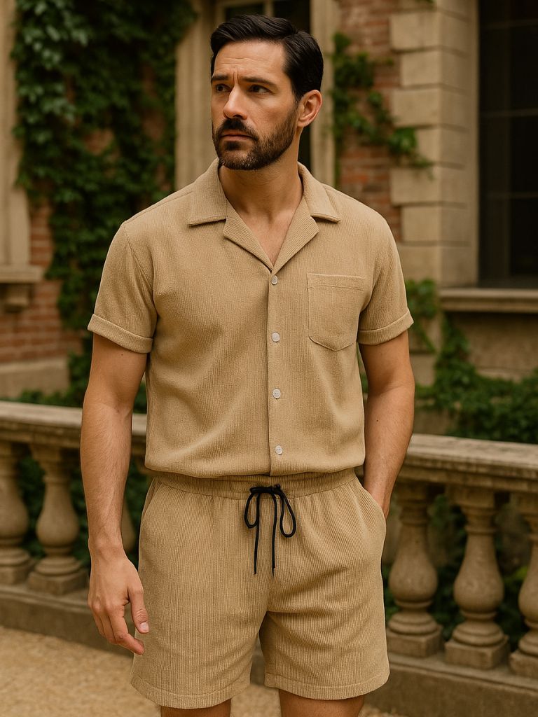 Minimalist Corduroy Set Shorts and Shirt