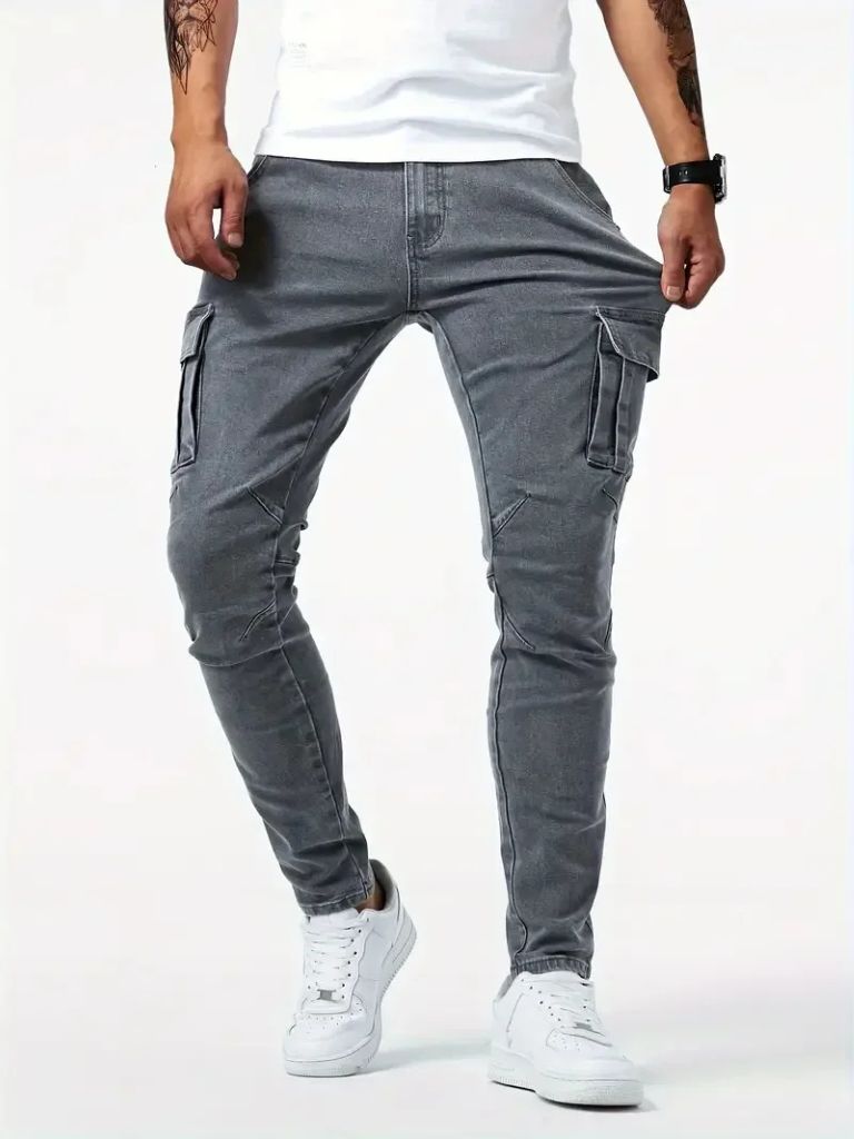 Denim Jeans Cargo Trousers - Cross & Crown