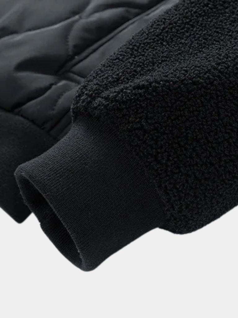 Sherpa Sleeves Padded Bomber Jacket - Cross & Crown