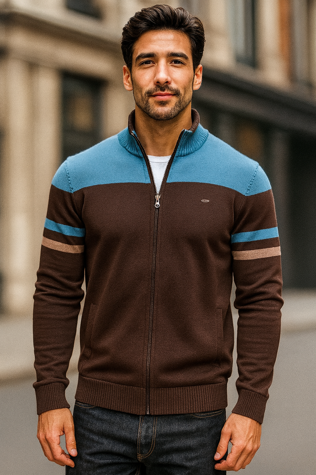 Cardigan Sweater Zipper Standing