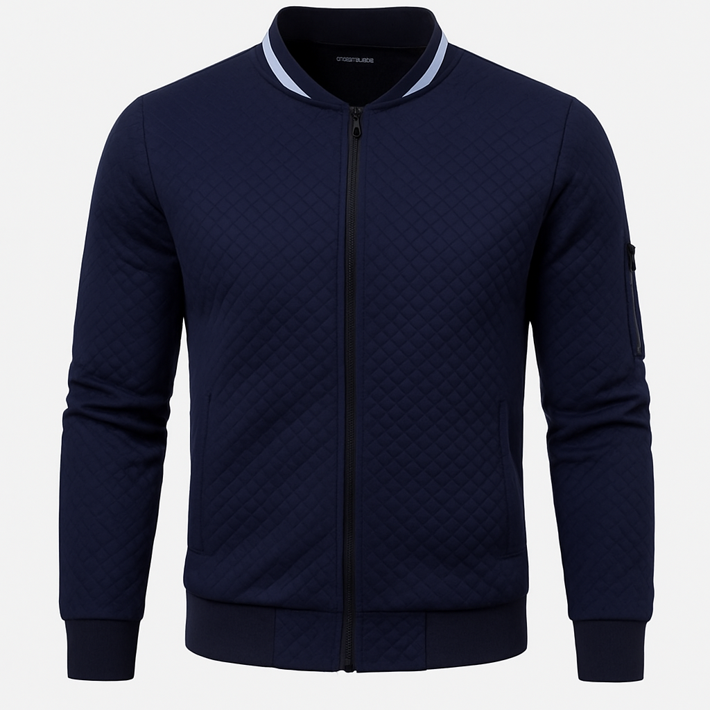 Textured Casual Bomber Jacket