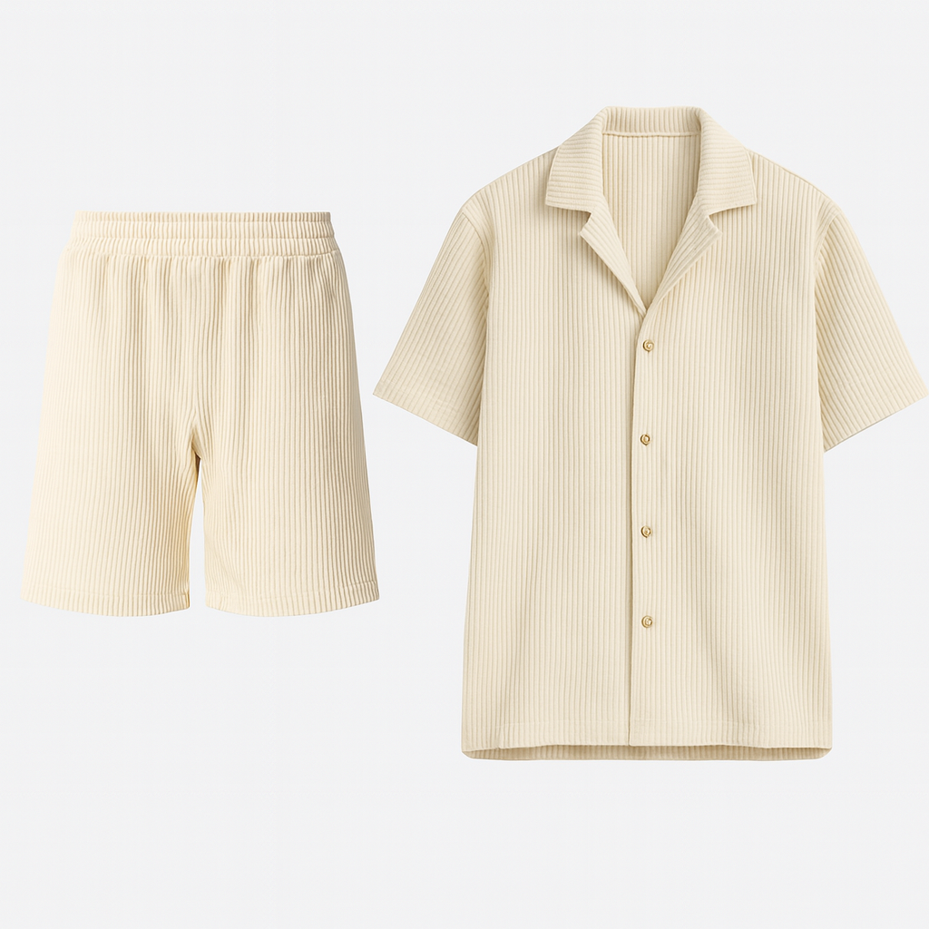 Minimalist Corduroy Set Shorts and Shirt