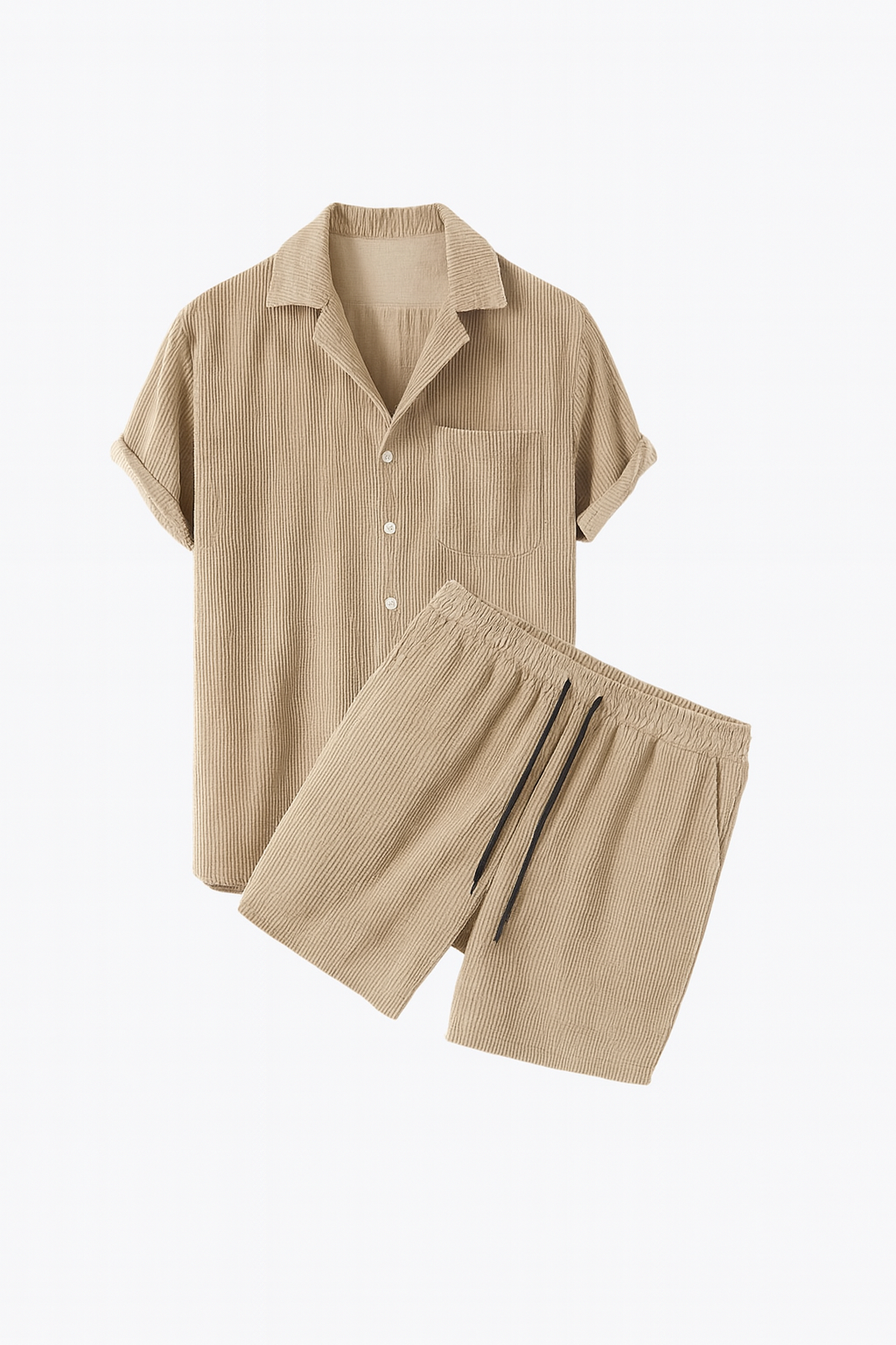 Minimalist Corduroy Set Shorts and Shirt
