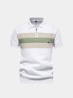 Classic Fit Quarter Zip Business Casual Short Sleeves Polo - Cross & Crown