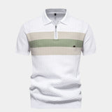Classic Fit Quarter Zip Business Casual Short Sleeves Polo - Cross & Crown