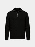 Cable-Knit Zip Neck Sweater - Cross & Crown
