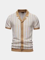 Striped Knit Polo Shirt - Cross & Crown