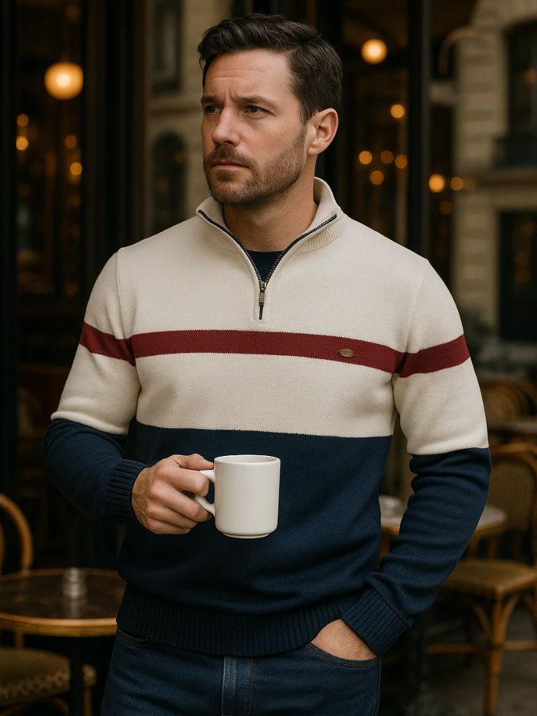 Quarter-Zip Jumper Sweater - Cross & Crown
