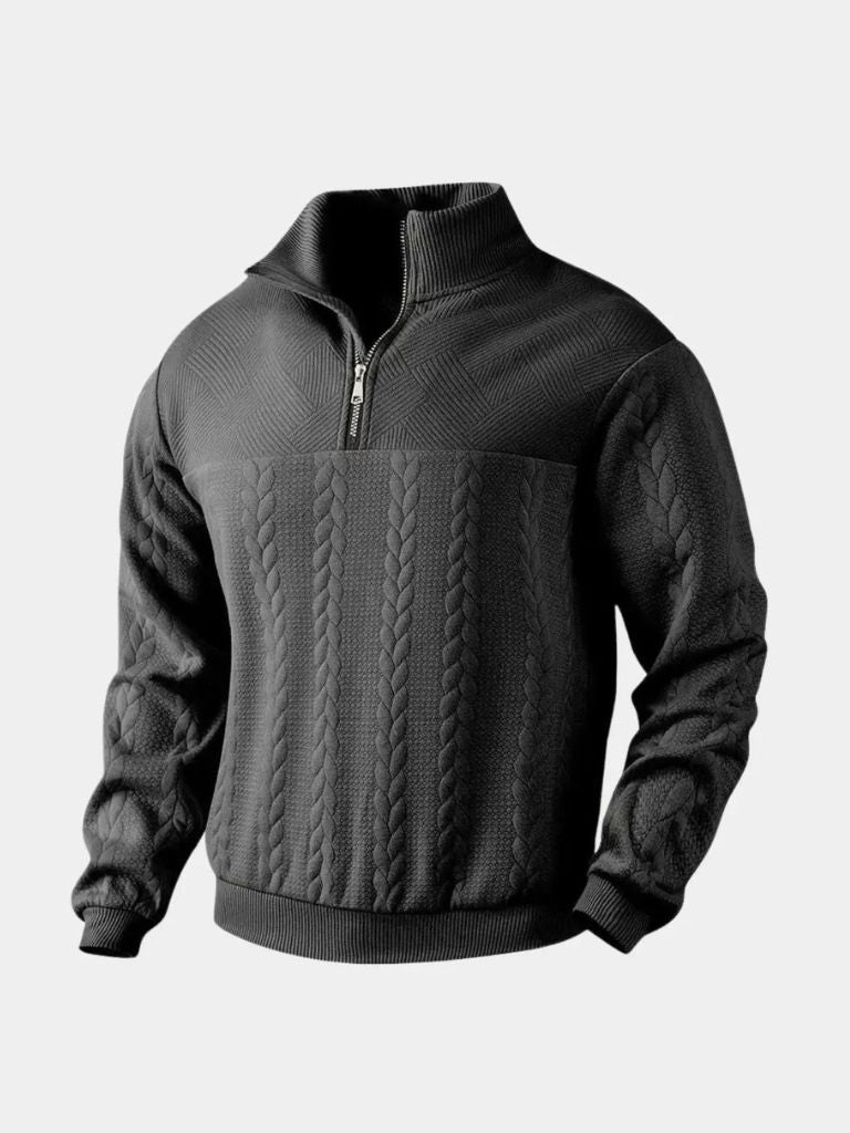 Essential Henley Quarter Zip Pullover - Cross & Crown