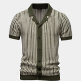 Striped Knit Polo Shirt - Cross & Crown