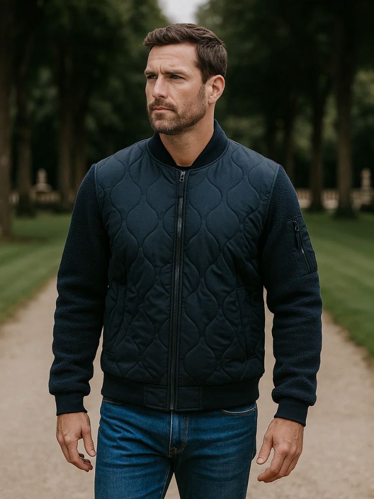 Sherpa Sleeves Padded Bomber Jacket