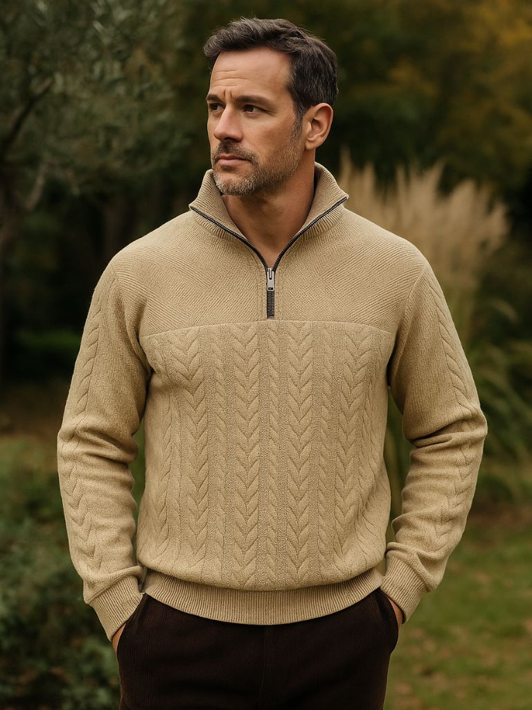 Essential Henley Quarter Zip Pullover - Cross & Crown