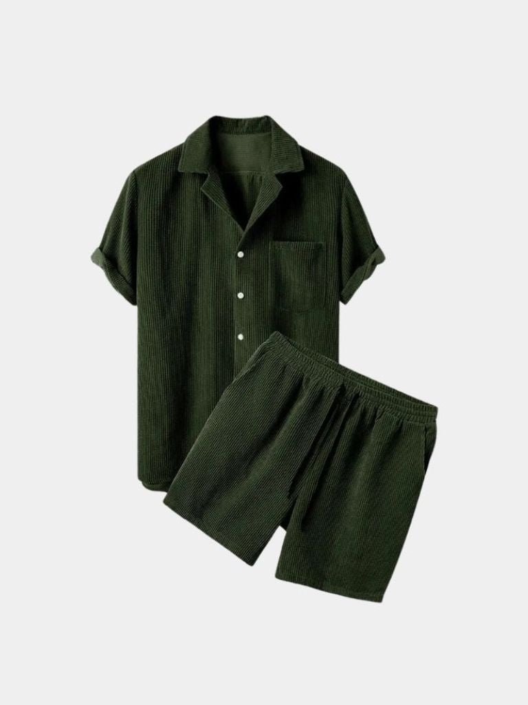 Minimalist Corduroy Set Shorts and Shirt