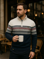 Half Zip Knit Pullover Sweater - Cross & Crown