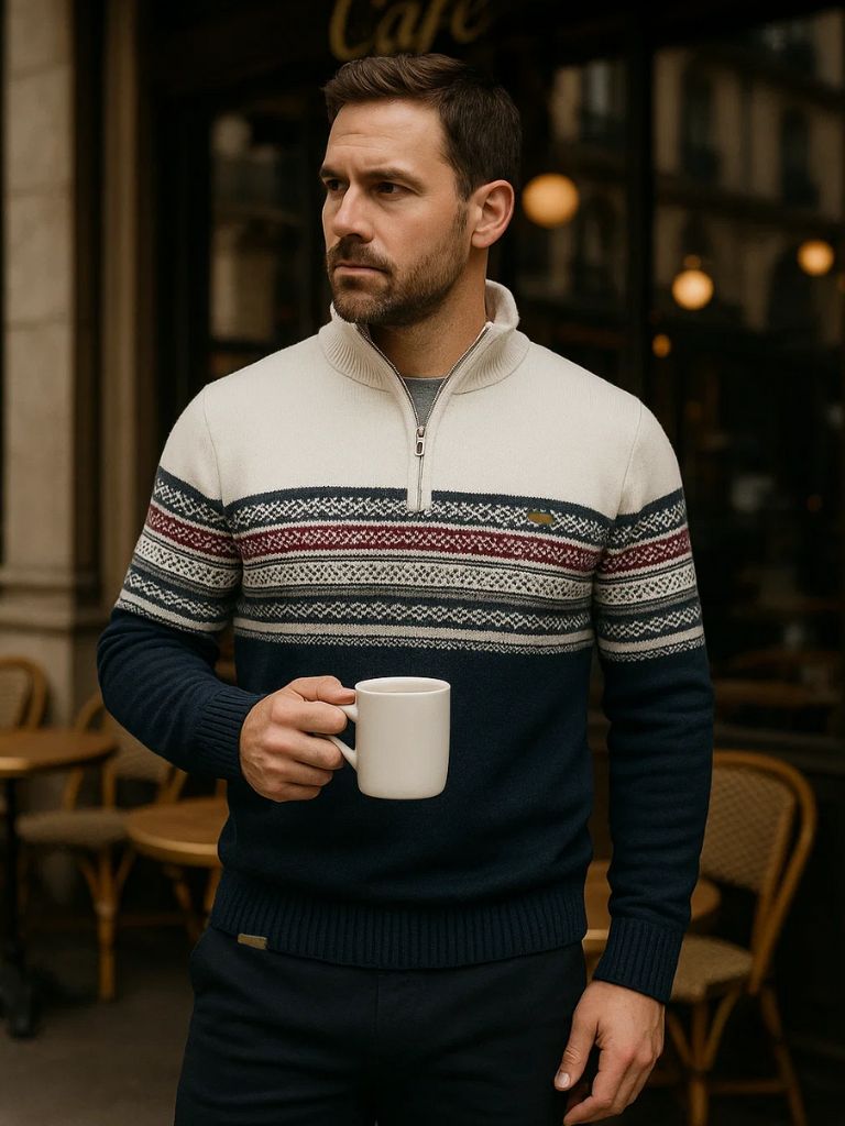 Half Zip Knit Pullover Sweater - Cross & Crown