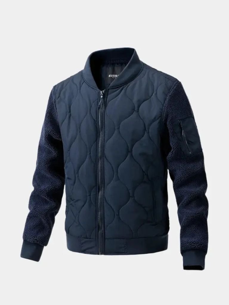 Sherpa Sleeves Padded Bomber Jacket - Cross & Crown